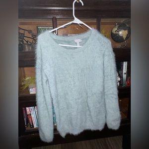 soft fuzzy blue sweater